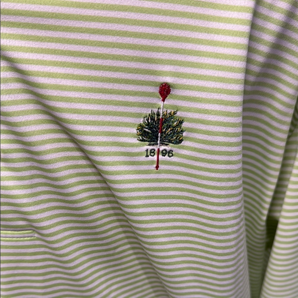 Donald Ross Green Striped Polo Shirt - Picture 2 of 4